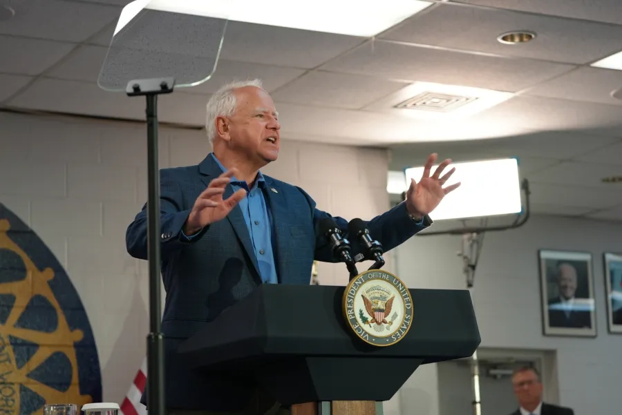 Tim Walz speaking to UAW
