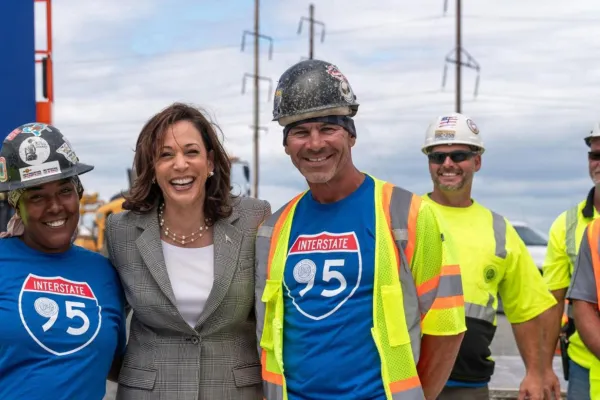 Kamala Harris with union members